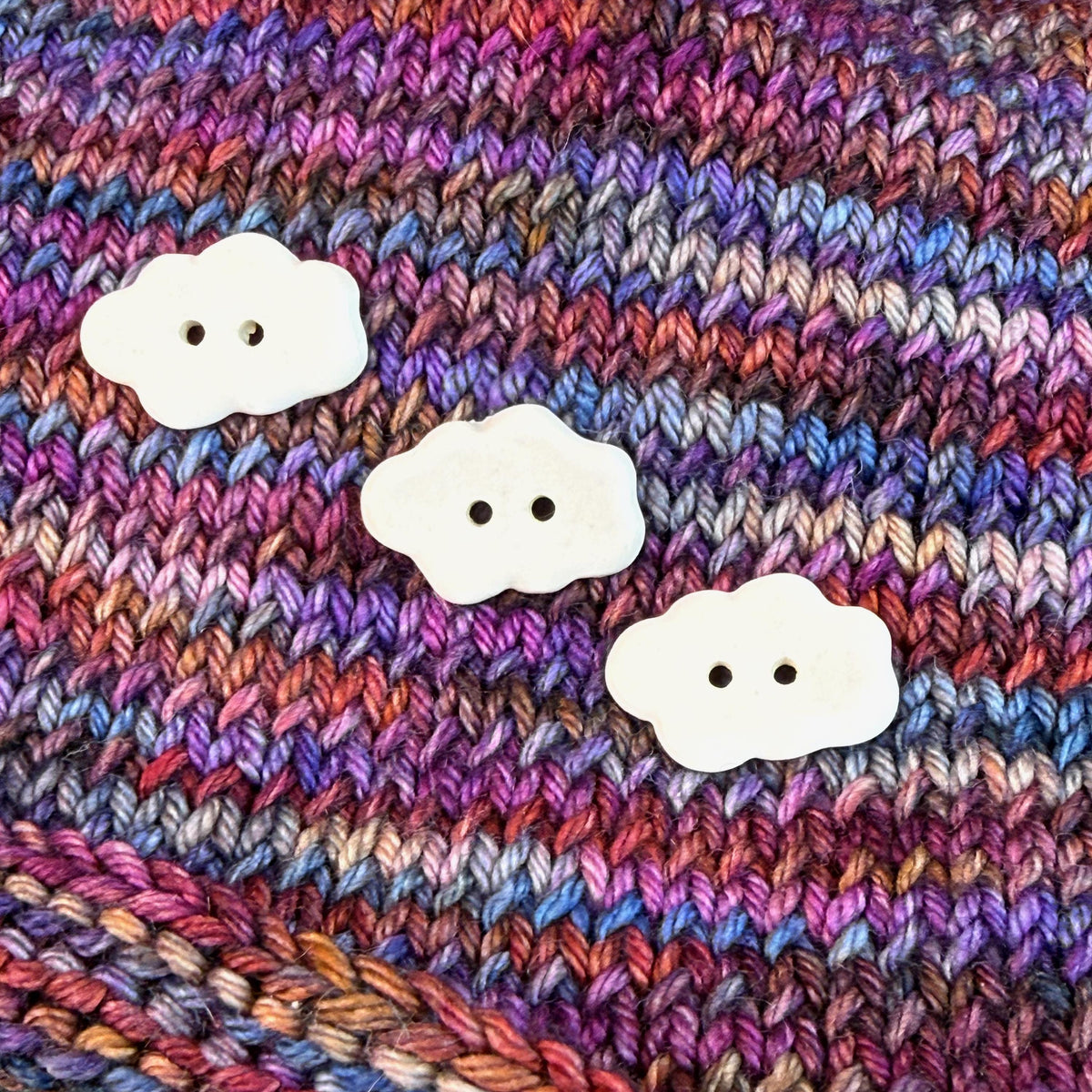 Tiny White Cloud Ceramic Buttons