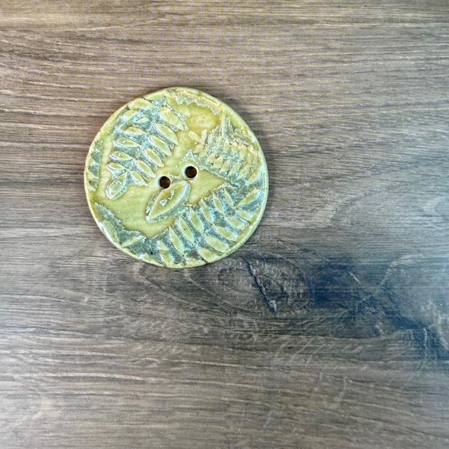 Large Spring Ferns with Green and Gold 2 Hole Round Buttons
