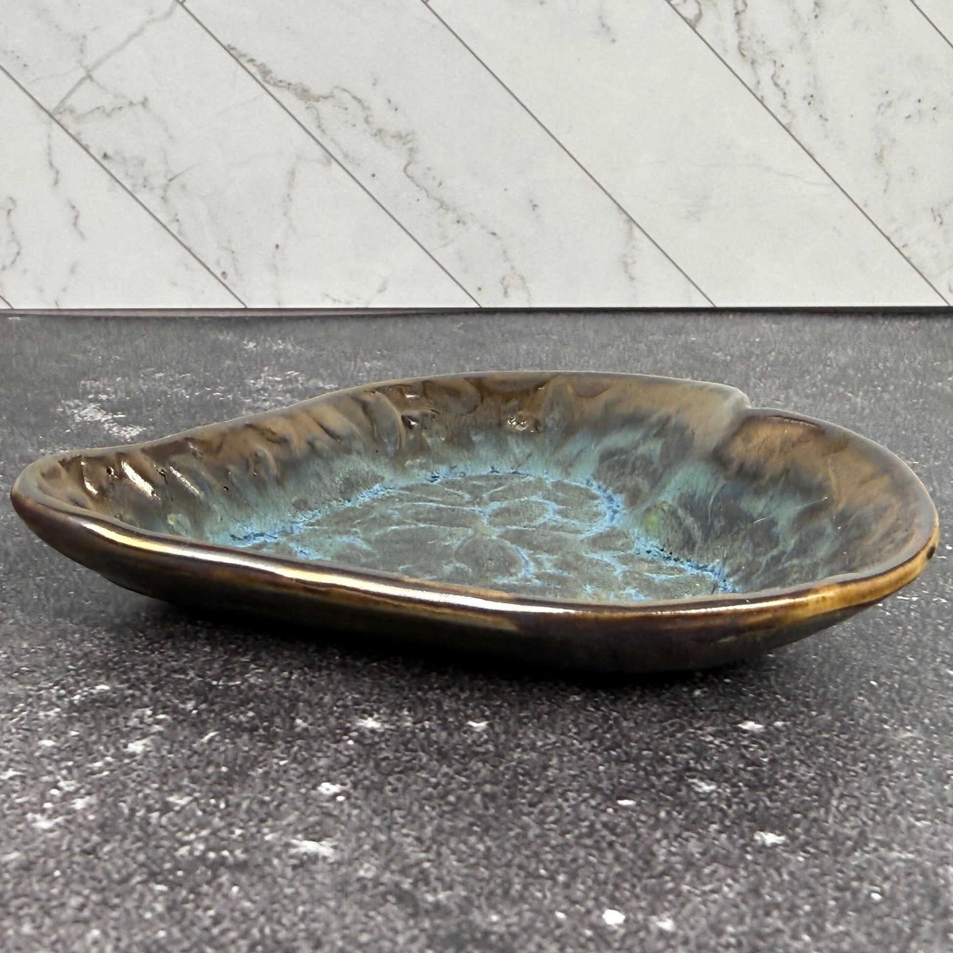 Blue and Gold Heart Shaped Dish