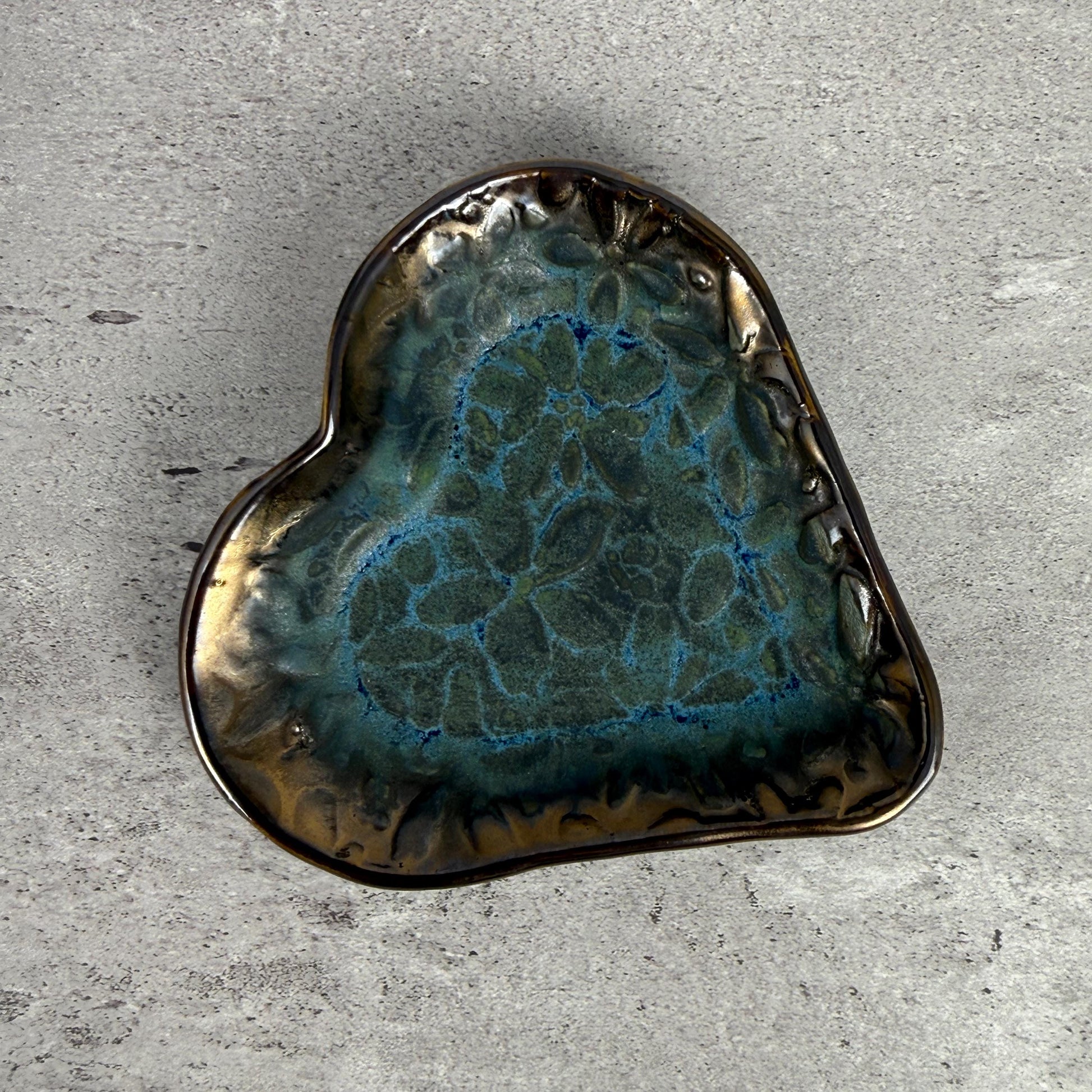 Blue and Gold Heart Shaped Dish