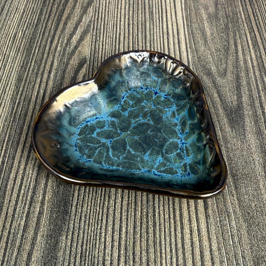 Blue and Gold Heart Shaped Dish