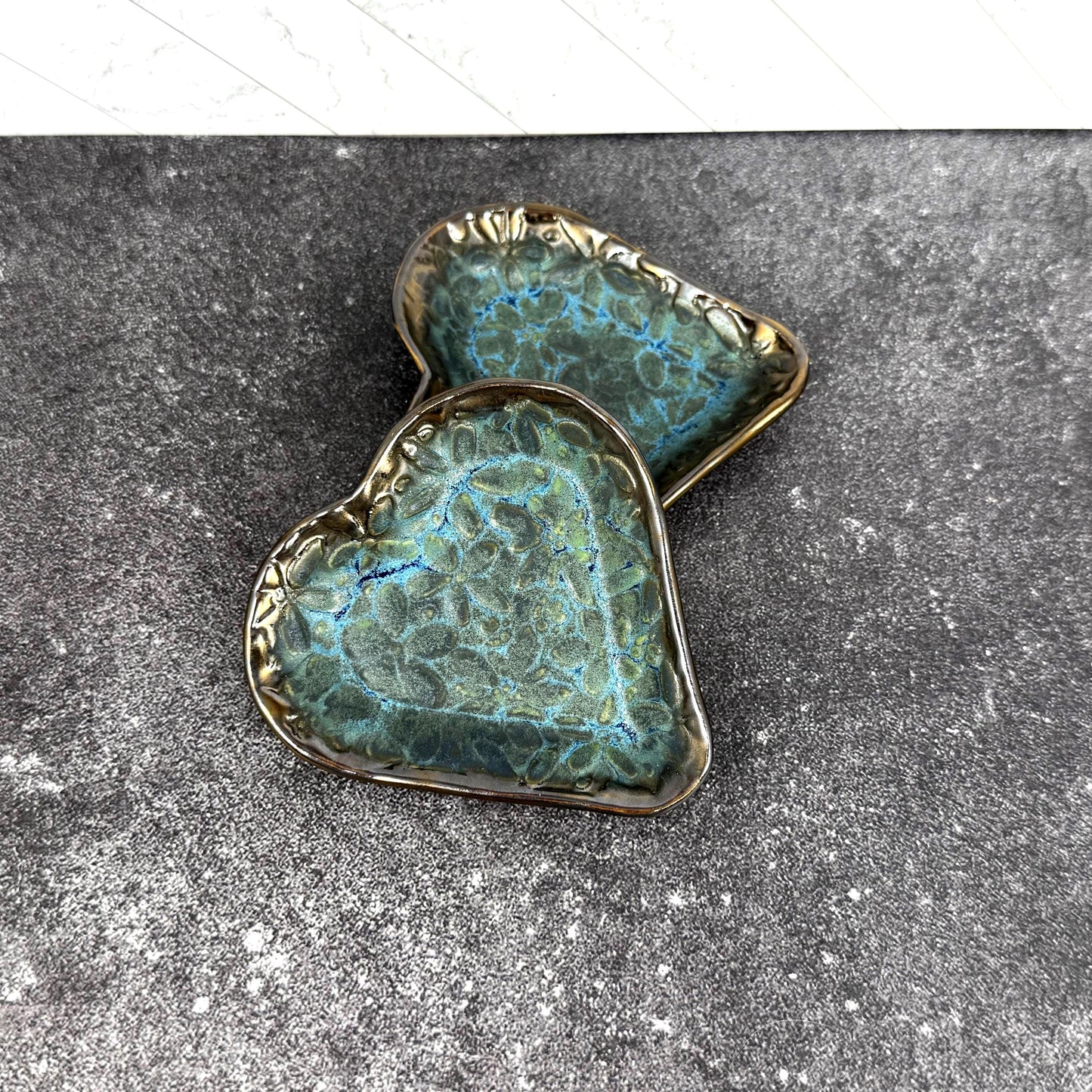Blue and Gold Heart Shaped Dish