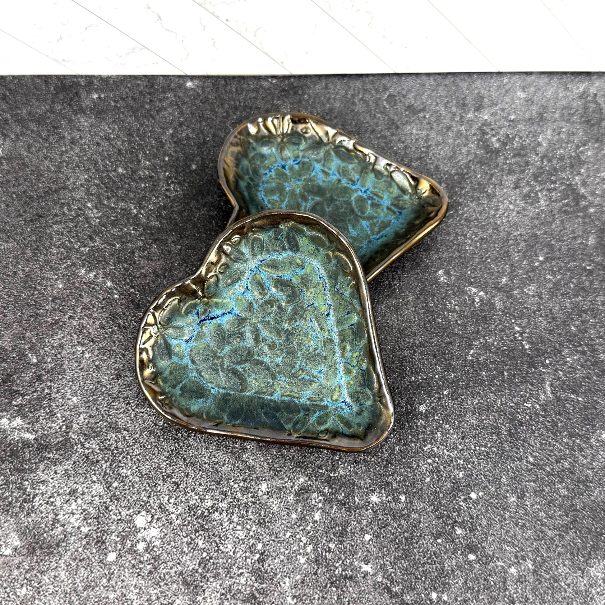 Blue and Gold Heart Shaped Dish
