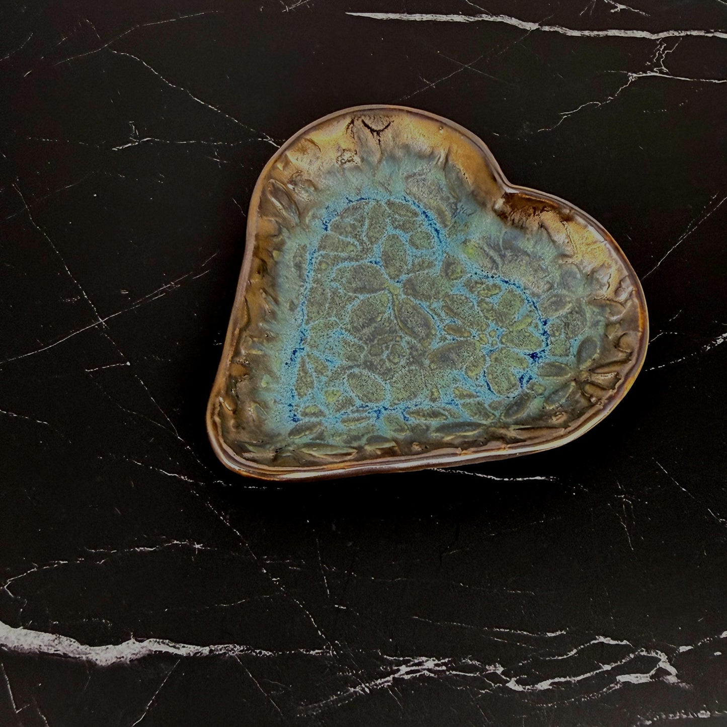 Blue and Gold Heart Shaped Dish