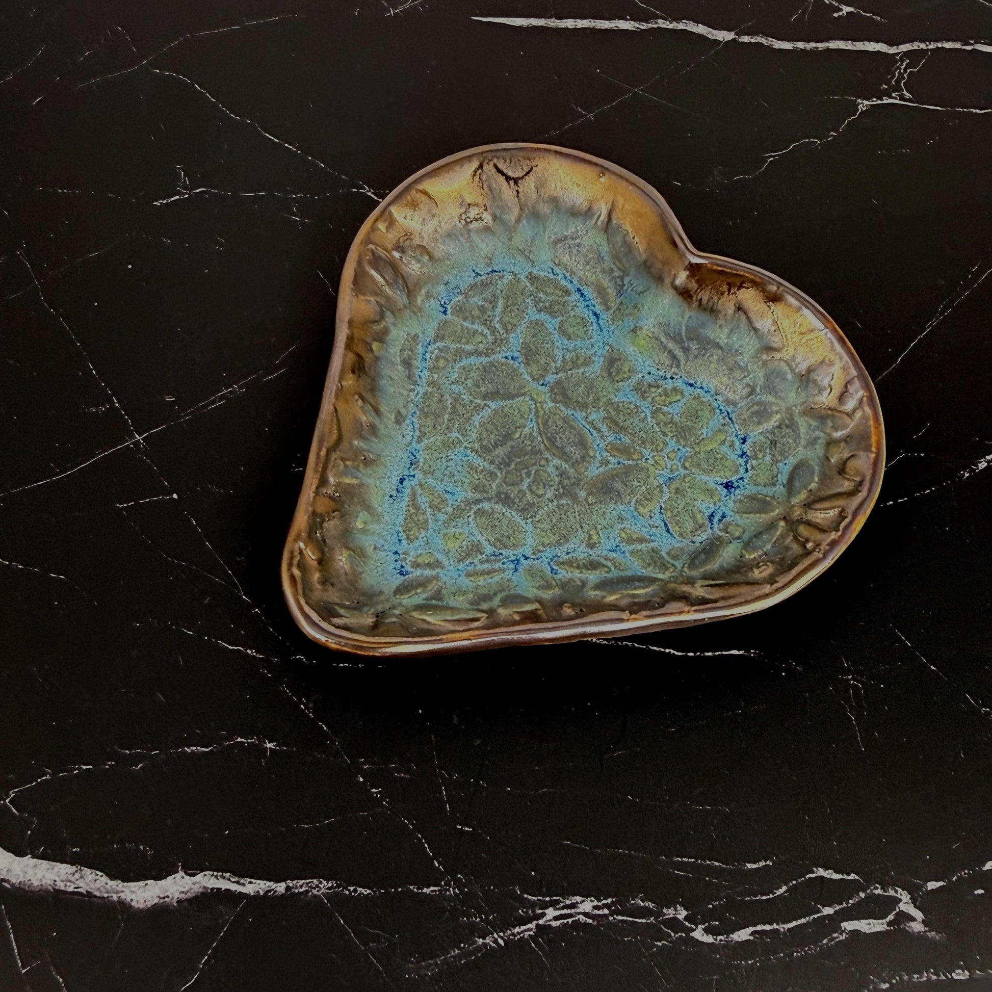 Blue and Gold Heart Shaped Dish