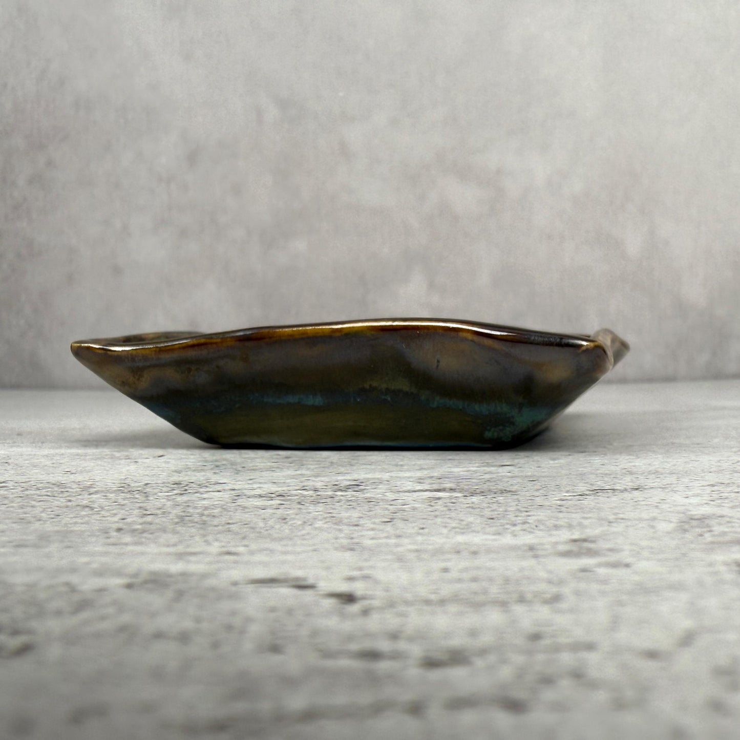 Trinket Dish with Blue Floral Pattern and Gold Edges