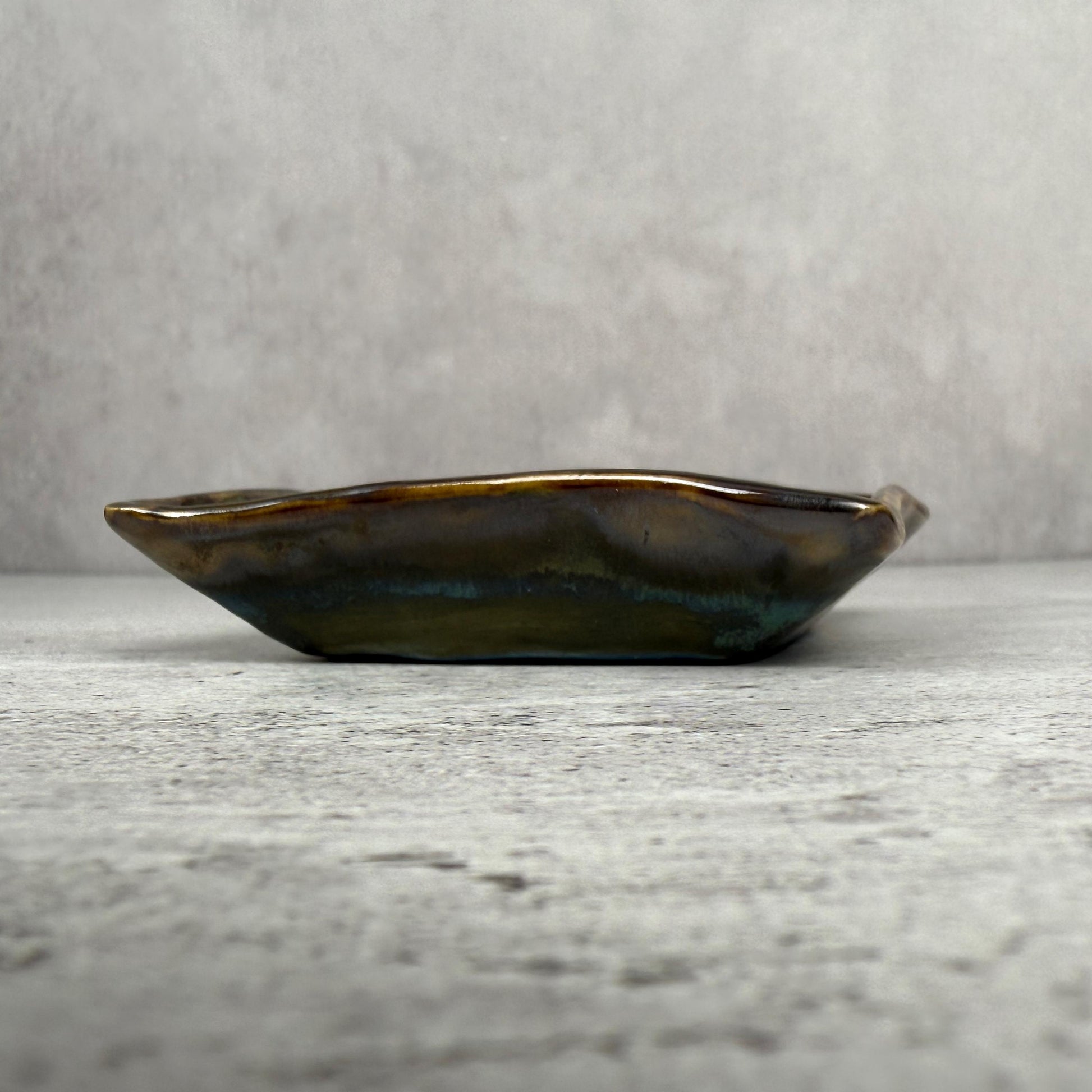 Trinket Dish with Blue Floral Pattern and Gold Edges