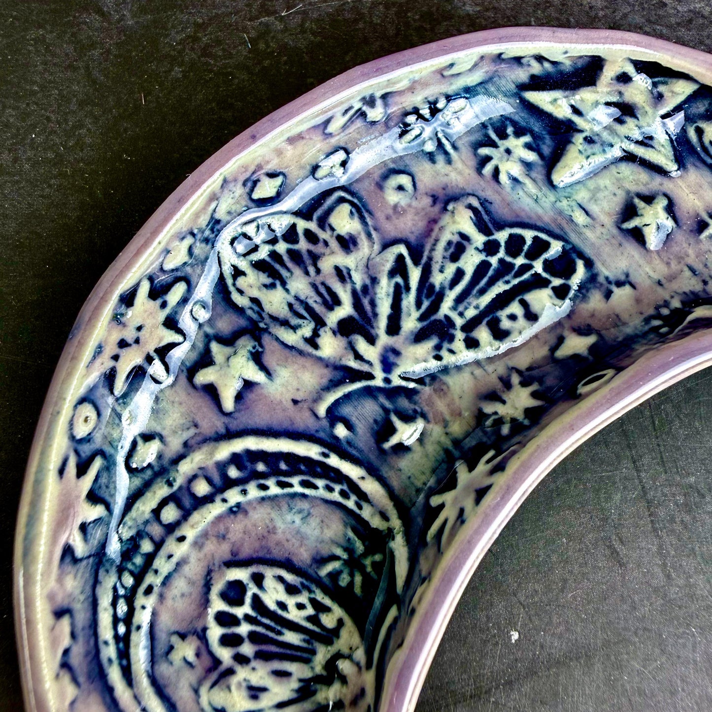 Lavender and Purple Trinket Dishes with Moth Pattern