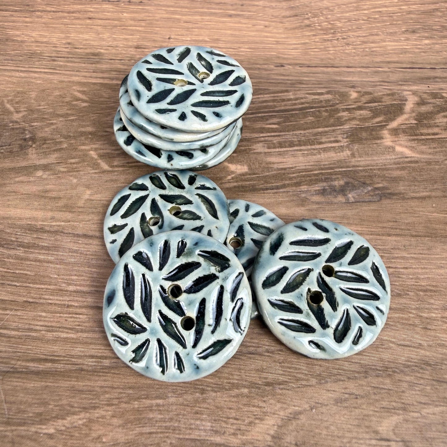 Medium Light Sage with Dark Sage Leaf Pattern