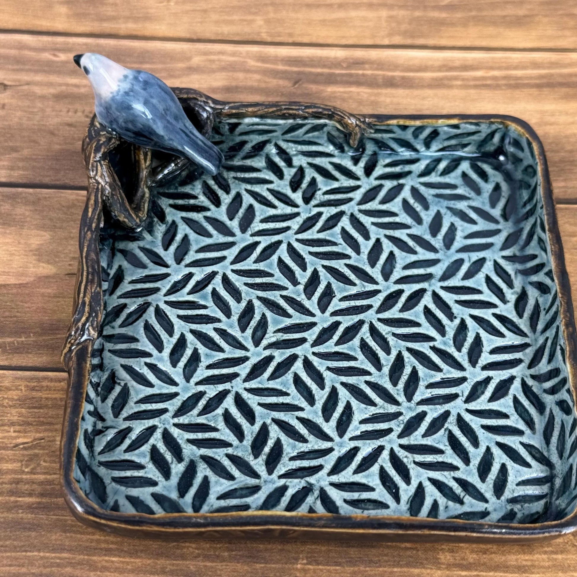 Leaves and Branches Trinket Dish with Small Bird