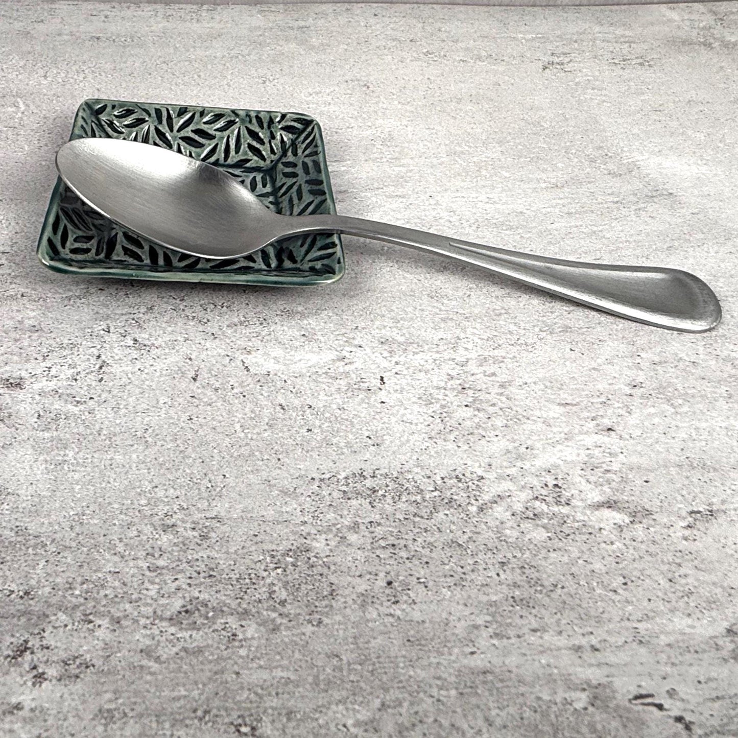 Sage Green Leaf Patterned Square Dish