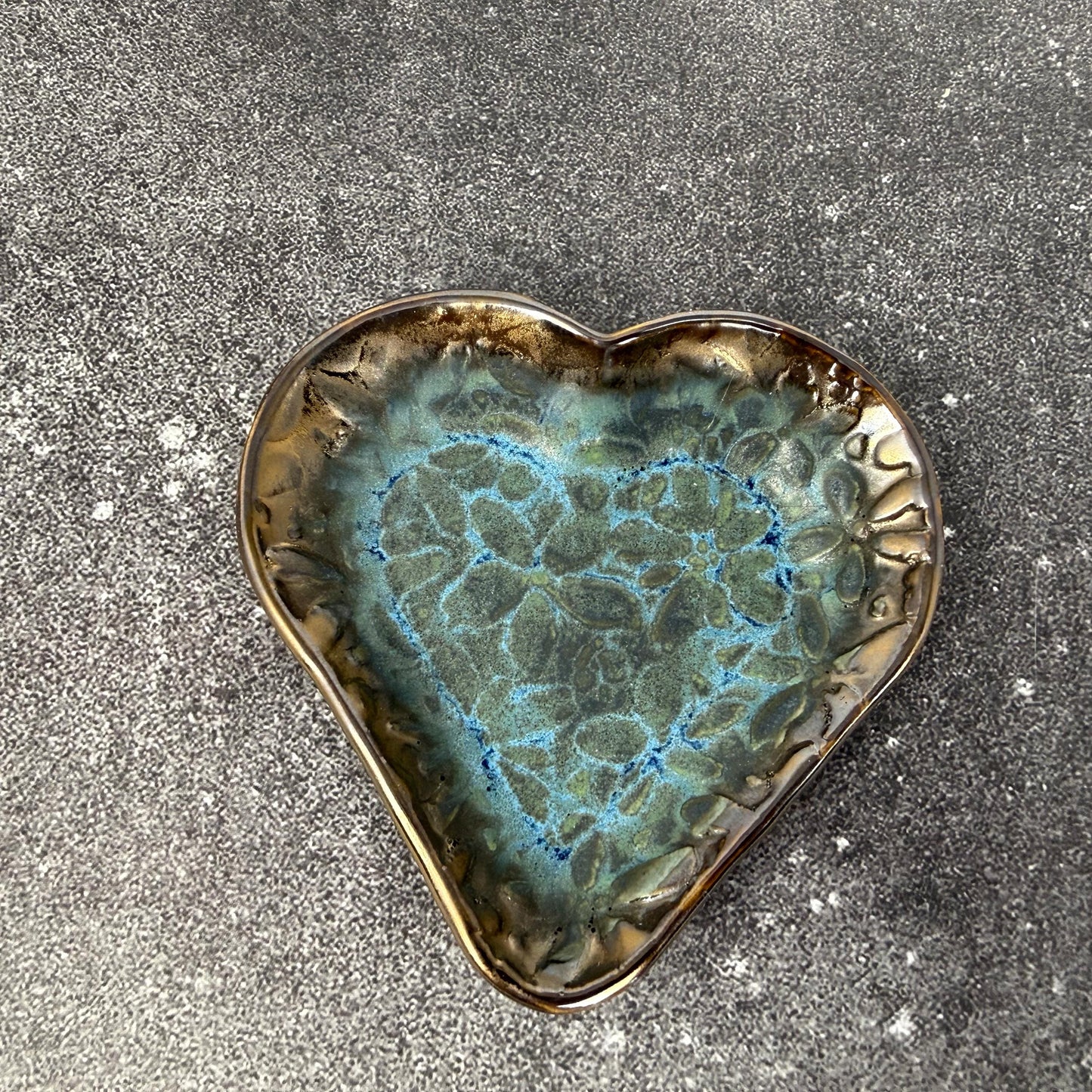 Blue and Gold Heart Shaped Dish