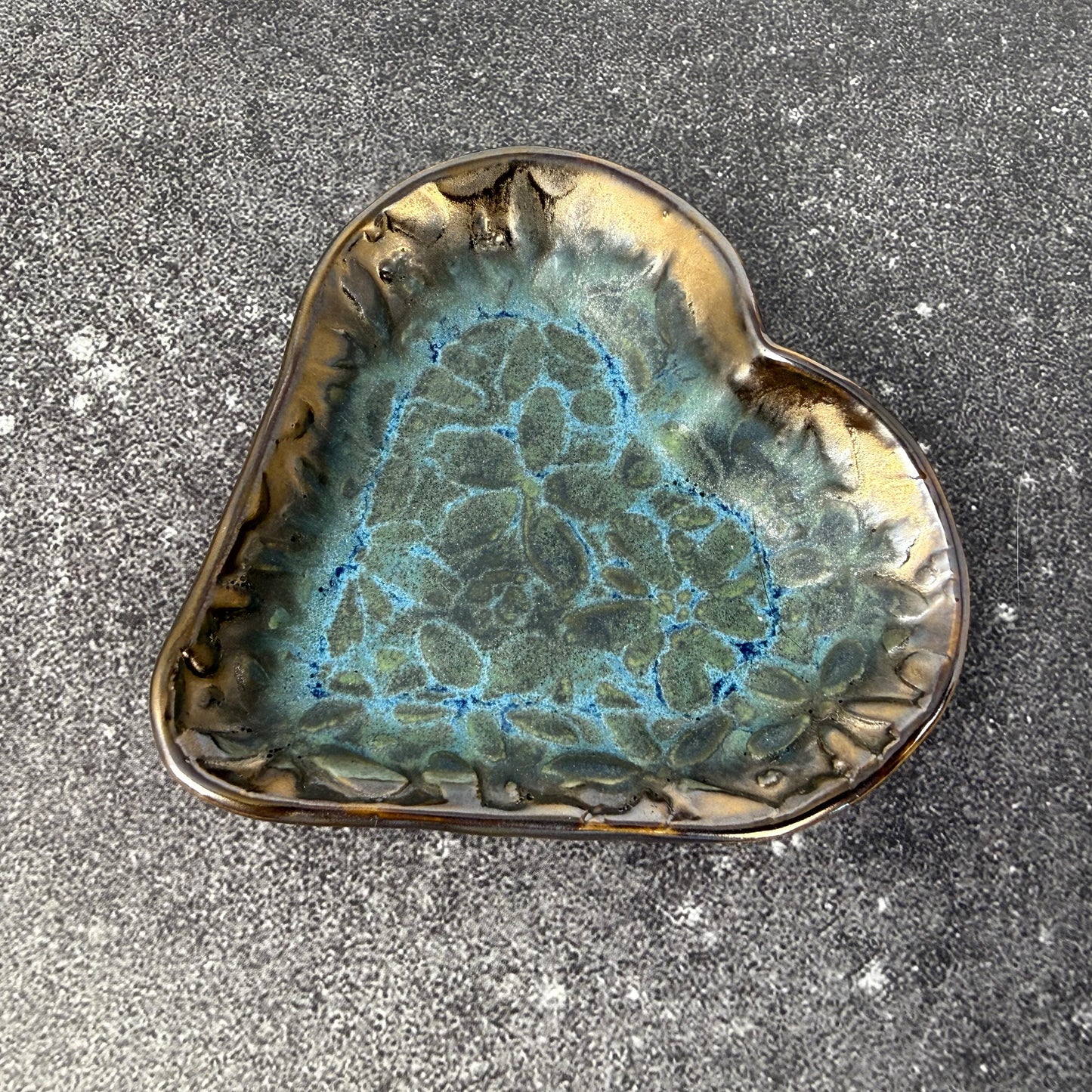 Blue and Gold Heart Shaped Dish