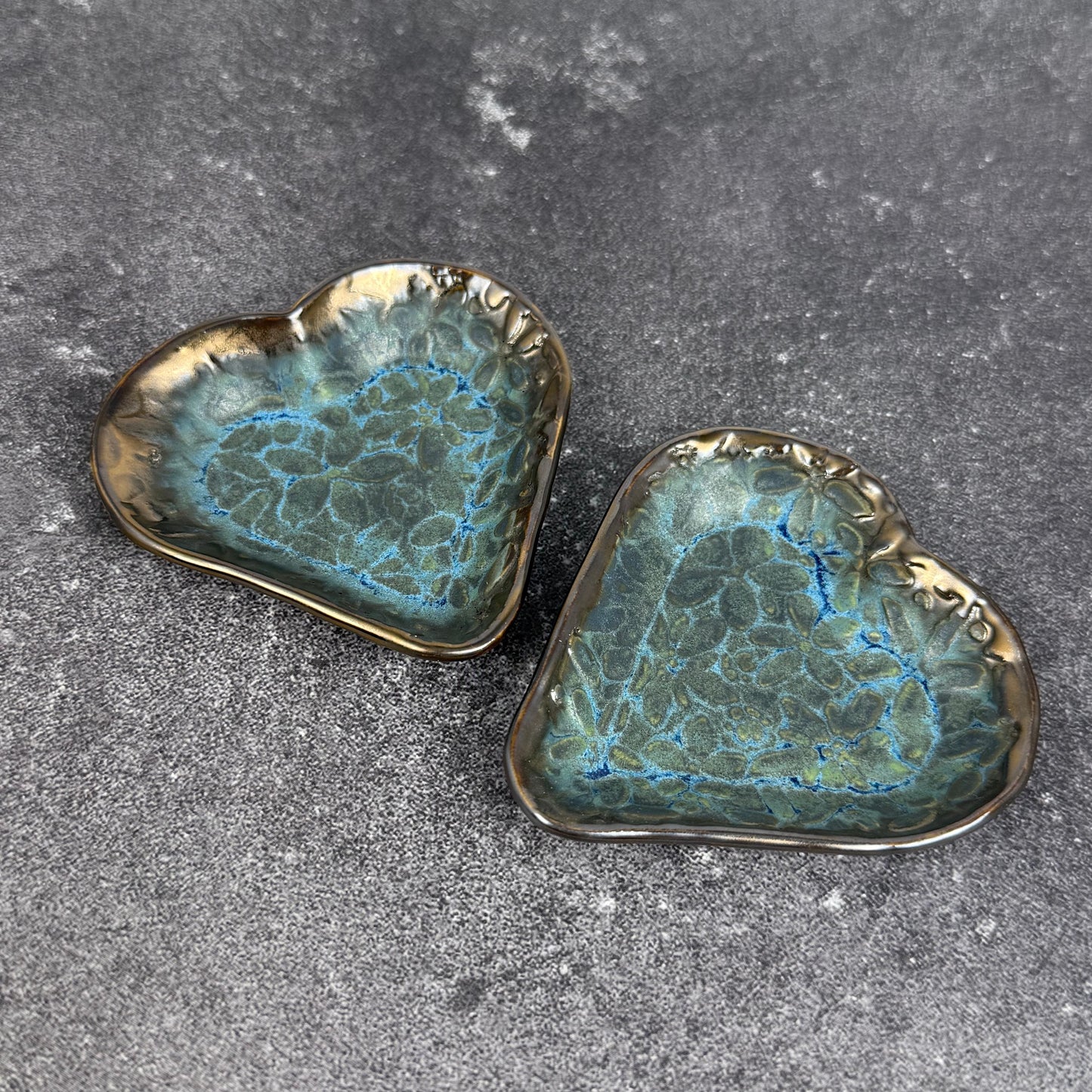 Blue and Gold Heart Shaped Dish