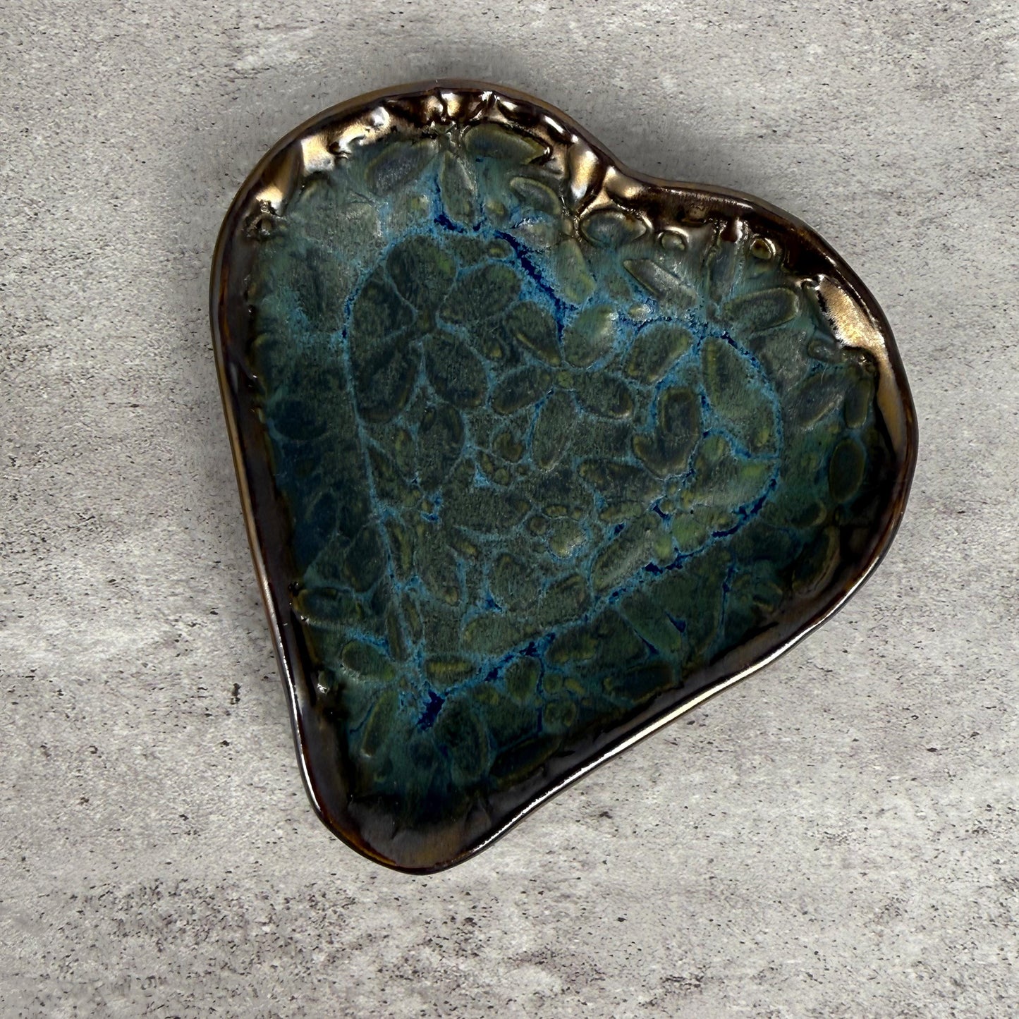 Blue and Gold Heart Shaped Dish