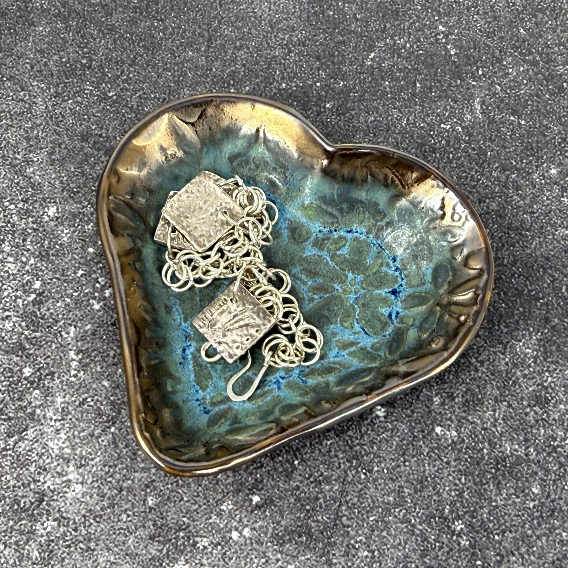 Blue and Gold Heart Shaped Dish