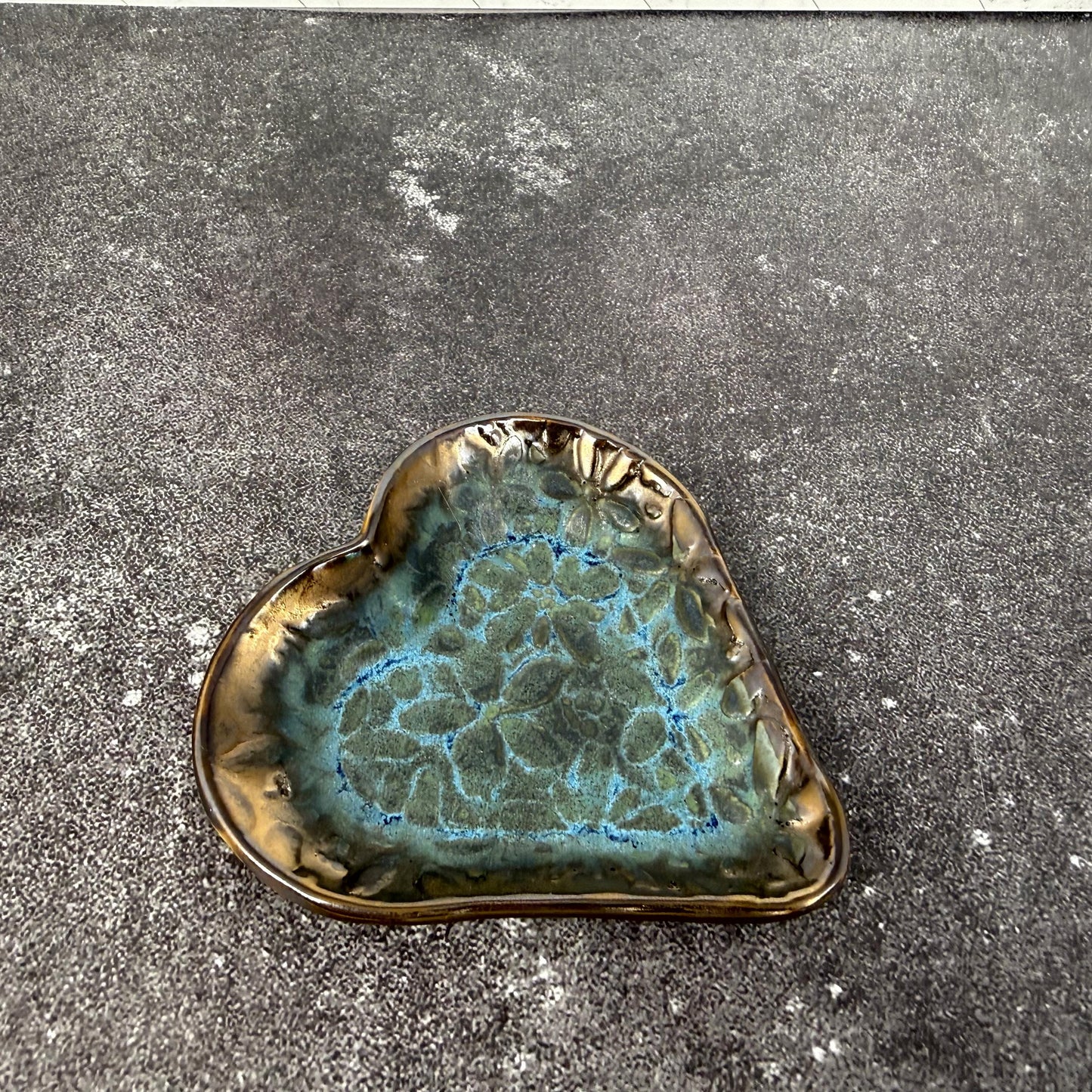 Blue and Gold Heart Shaped Dish