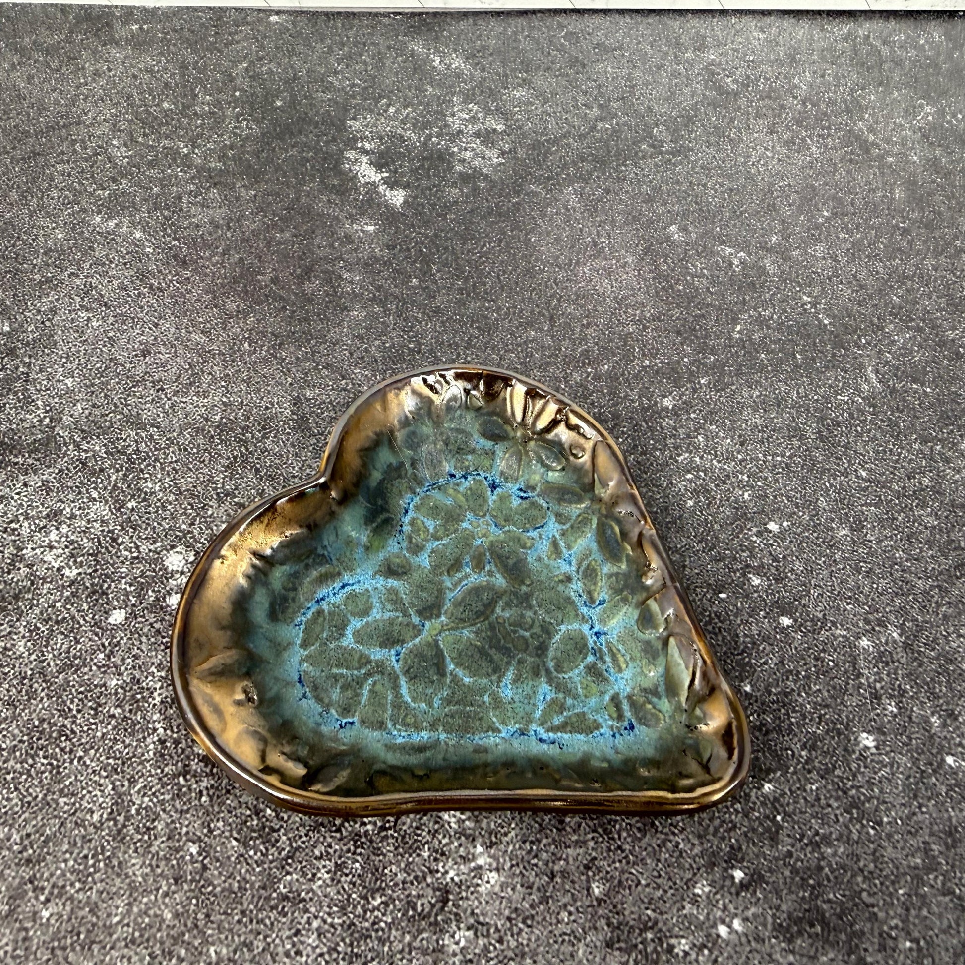 Blue and Gold Heart Shaped Dish