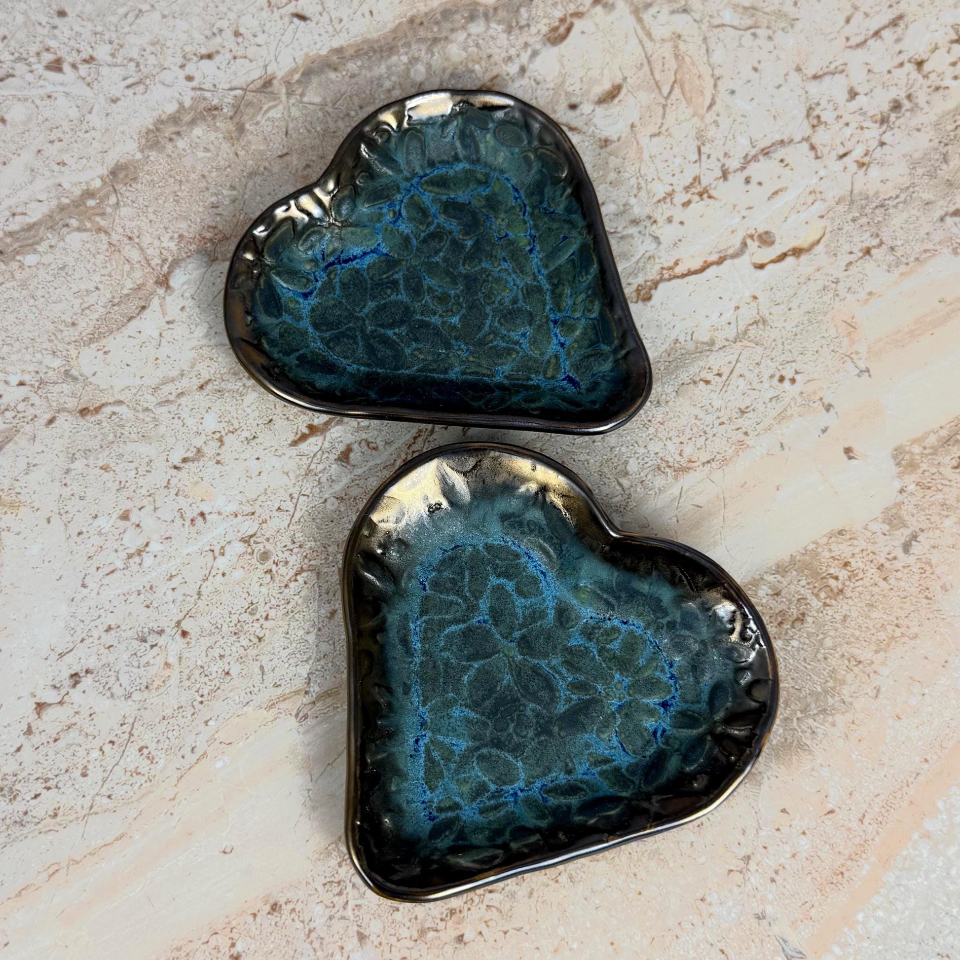 Blue and Gold Heart Shaped Dish