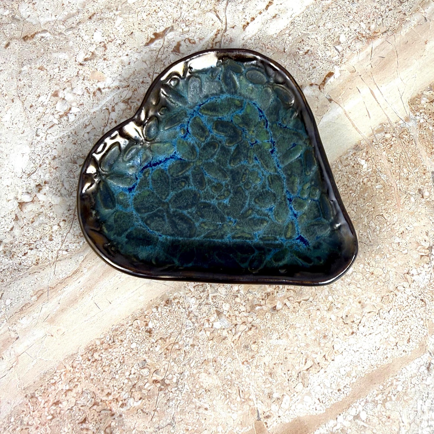 Blue and Gold Heart Shaped Dish