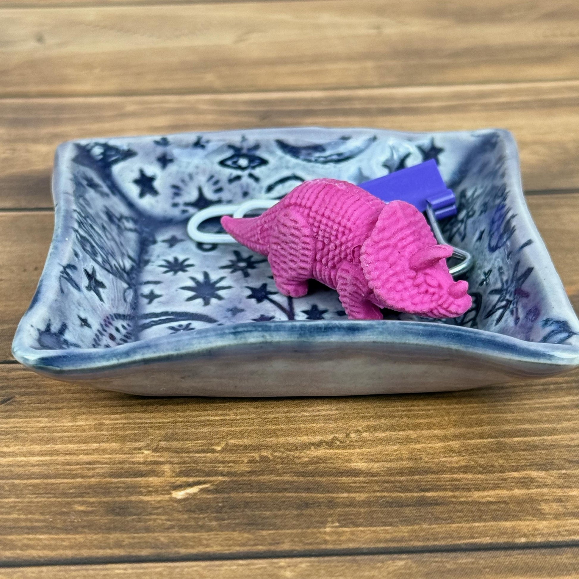 Lavender and Purple Trinket Dishes with Moth Pattern