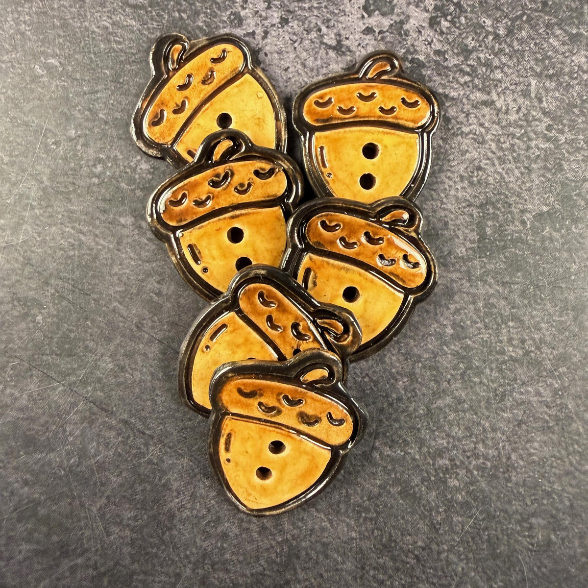 3 Golden Brown Acorn Buttons