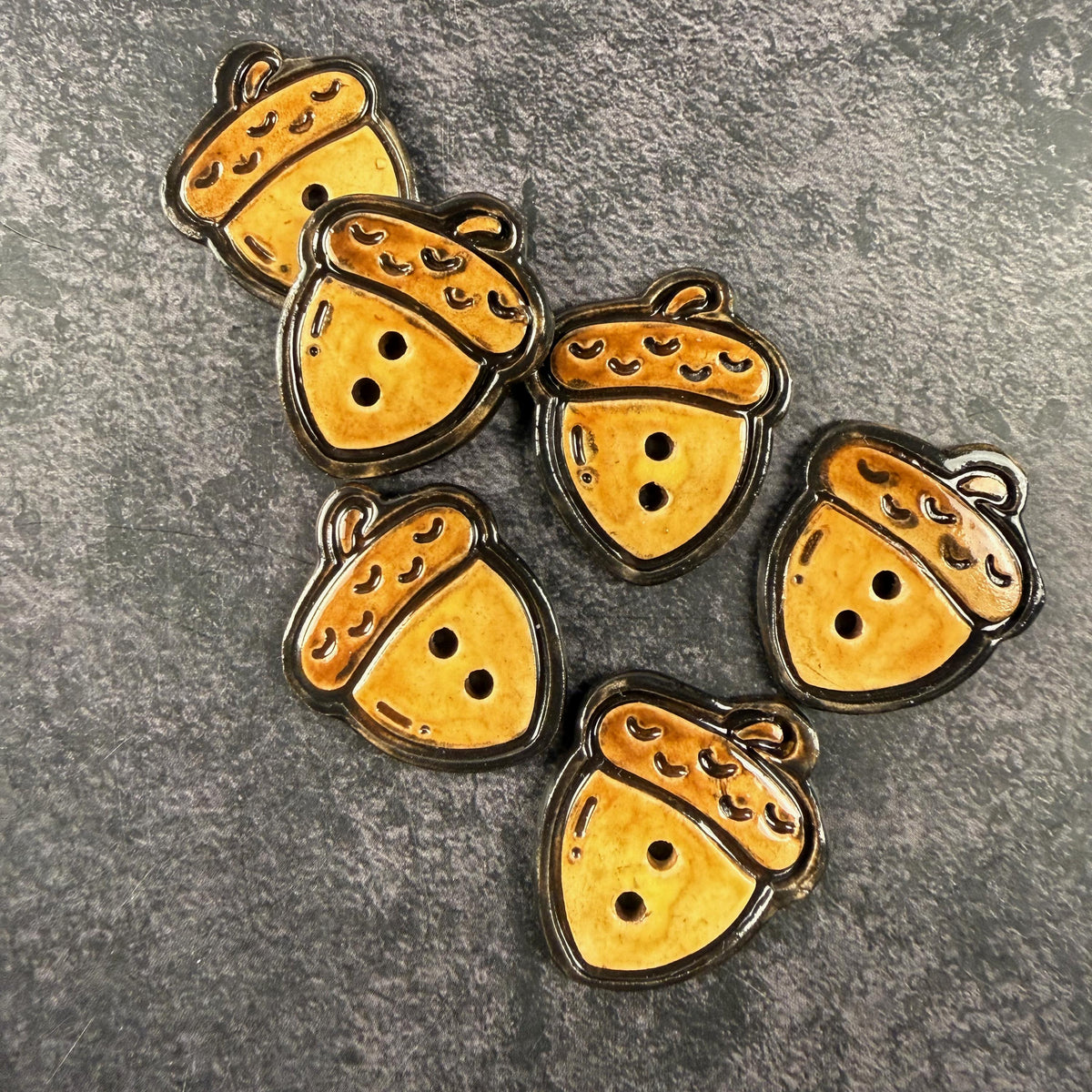 3 Golden Brown Acorn Buttons