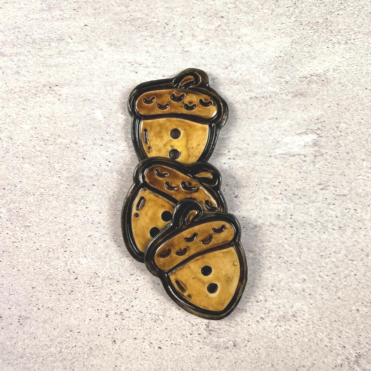 3 Golden Brown Acorn Buttons