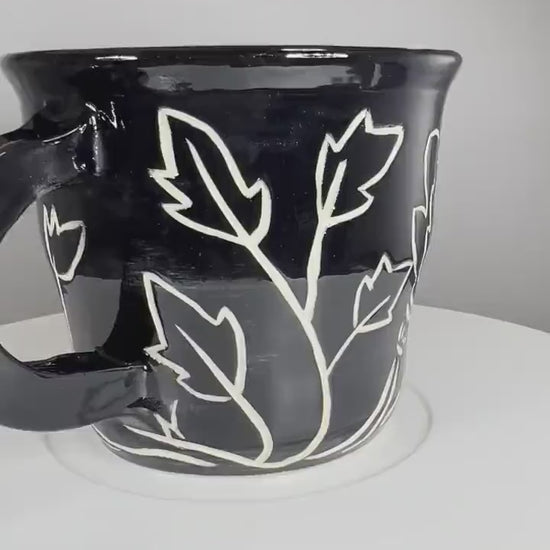 Graphic Flower Black Mug