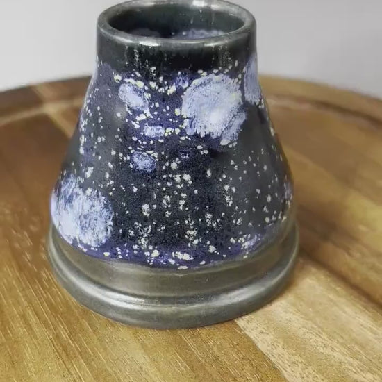 Black with Blue Hydrangea Accents Bud Vase