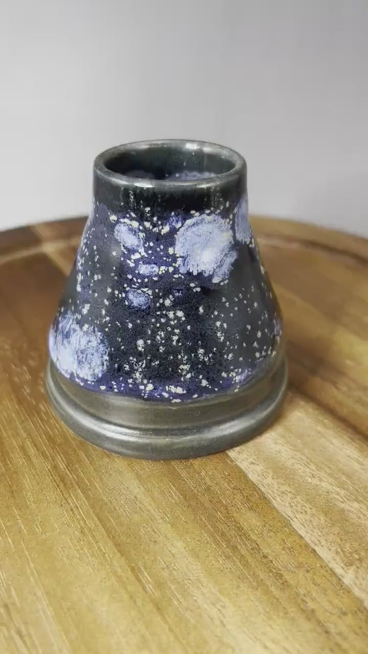 Black with Blue Hydrangea Accents Bud Vase