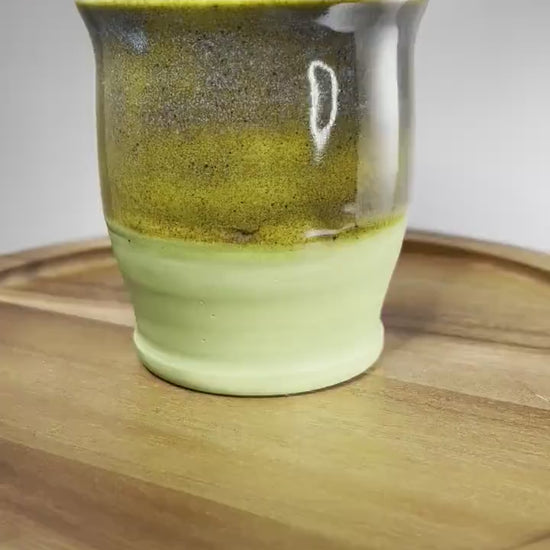 Speckled Olive and Bright Green Stoneware Tumbler